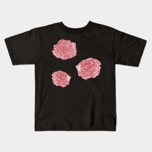 Pink watercolor roses stickers Kids T-Shirt